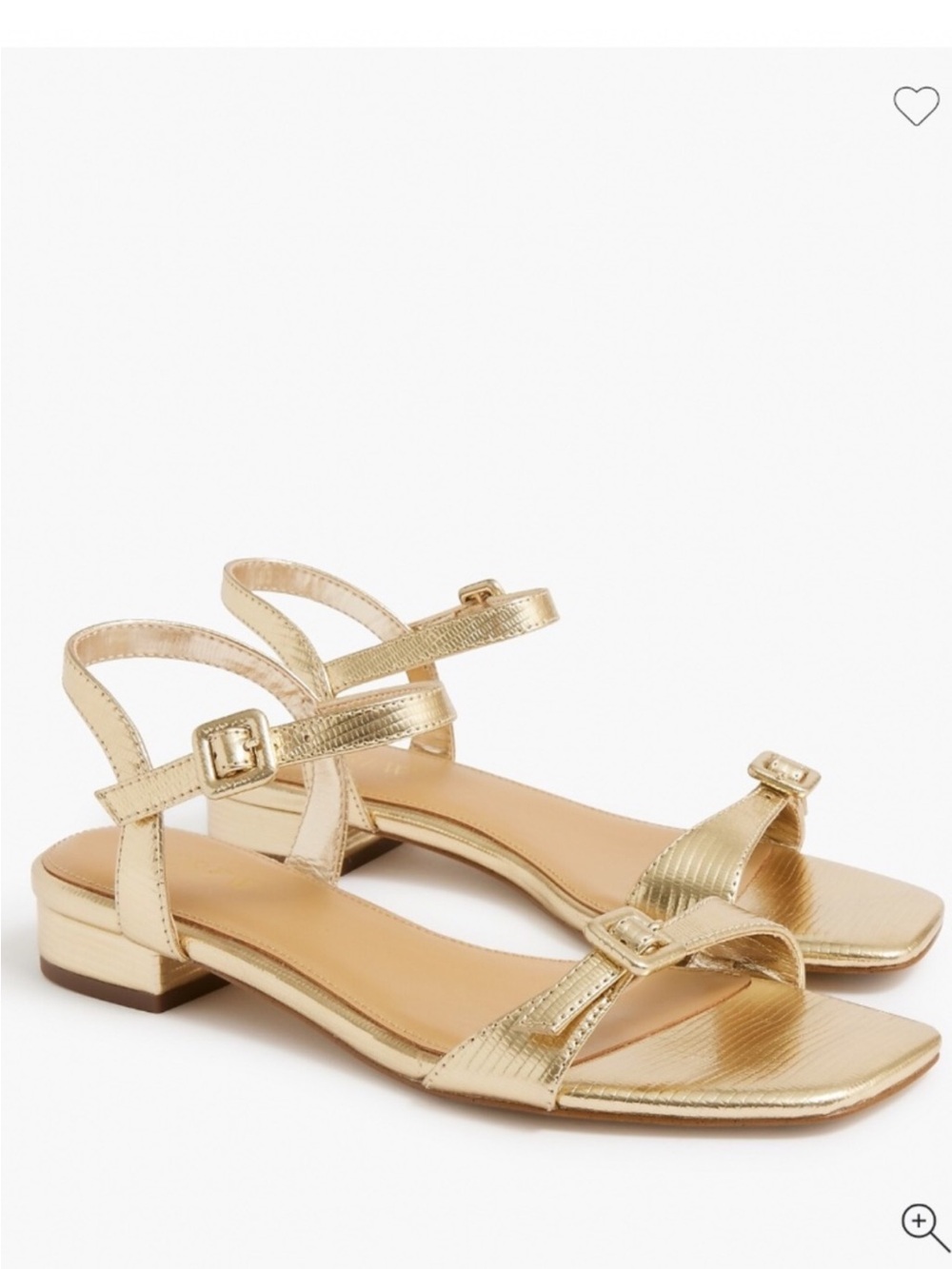 J. Crew Lizard Embossed Flat Sandals-Gold-Sz 12M New w/Box